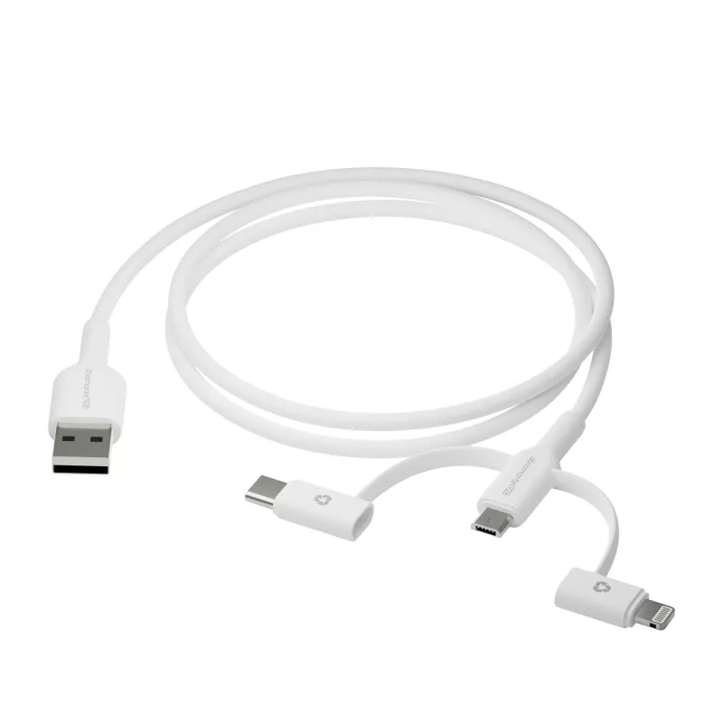 dbramante1928 re-charge - 3in1 kabelis – USB A į USB-A, C ir Lightning, baltas