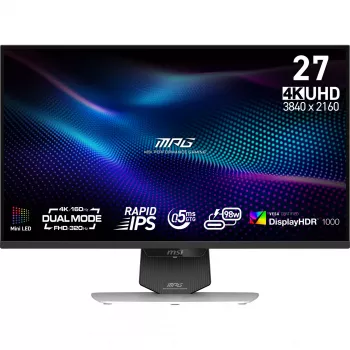 MSI MPG 274URDFWDE E16M kompiuterio monitorius 68,6 cm (27 colių) 3840 x 2160 pikseliai 4K Ultra HD LED juoda, balta