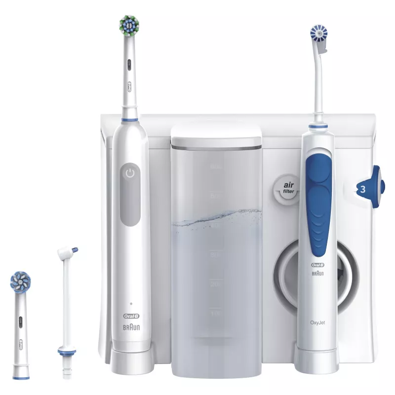 Oral-B Idropulsore Health Center suaugusiems skirtas rotaciniu būdu virpantis dantų šepetėlis mėlynas, baltas