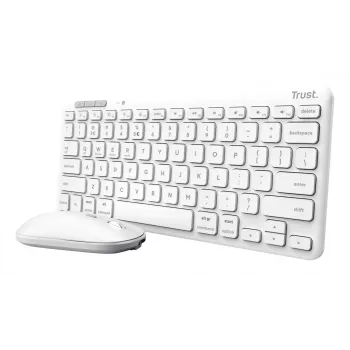 Klaviatūros ir pelės rinkinys TRUST Lyra Mini Wireless QWERTZ (RF + Bluetooth) baltas, vokiškas išdėstymas