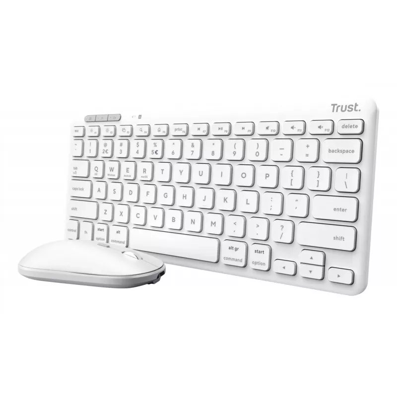 Klaviatūros ir pelės rinkinys TRUST Lyra Mini Wireless QWERTZ (RF + Bluetooth) baltas, vokiškas išdėstymas