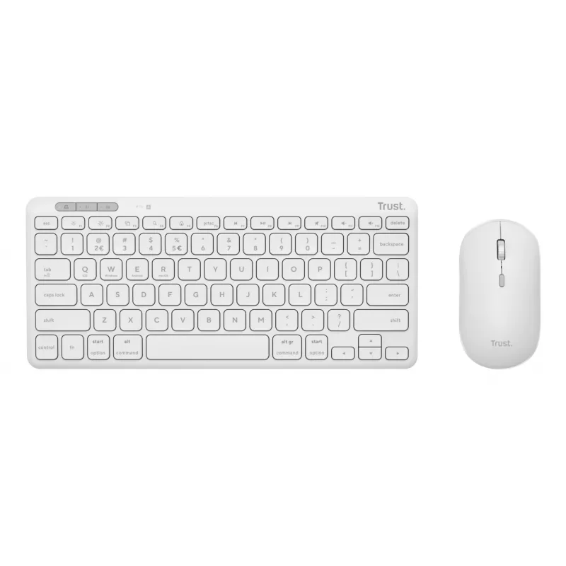 Klaviatūros ir pelės rinkinys TRUST Lyra Mini Wireless QWERTZ (RF + Bluetooth) baltas, vokiškas išdėstymas