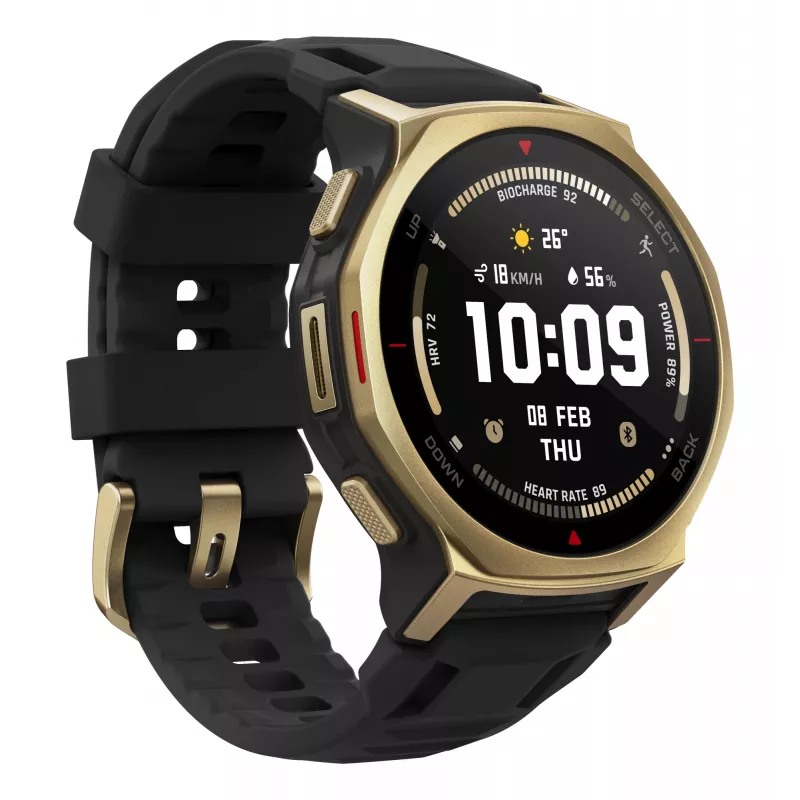 Amazfit T-rex 3 Pro 3,35 cm (1,32 colio) AMOLED 44 mm skaitmeninis 466 x 466 pikselių jutiklinis auksinis Wi-Fi GPS (palydovinis)