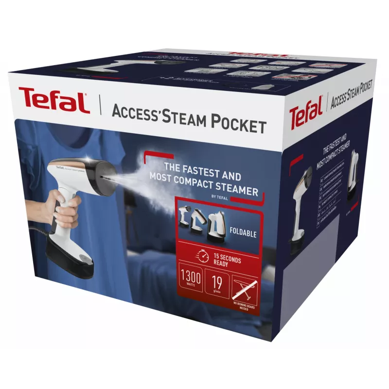 Tefal DT3030 rankinis drabužių garintuvas 0,12 l 1300 W juoda, rožinio aukso, balta