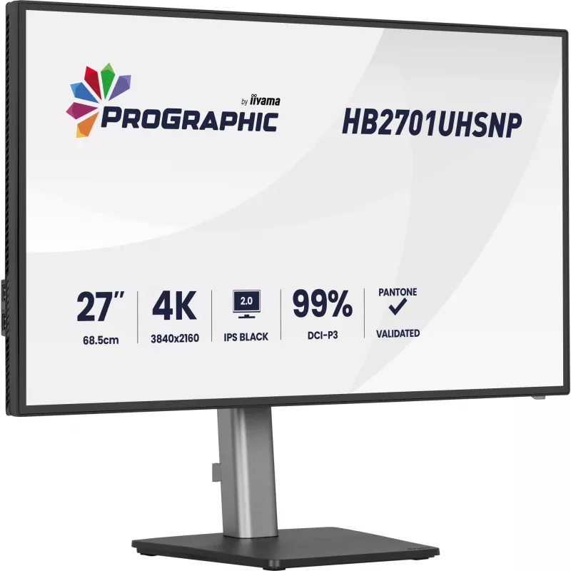 iiyama PROGRAPHIC HB2701UHSNP-B1 kompiuterio monitorius 68,6 cm (27 colių) 3840 x 2160 pikselių 4K Ultra HD LCD juodas
