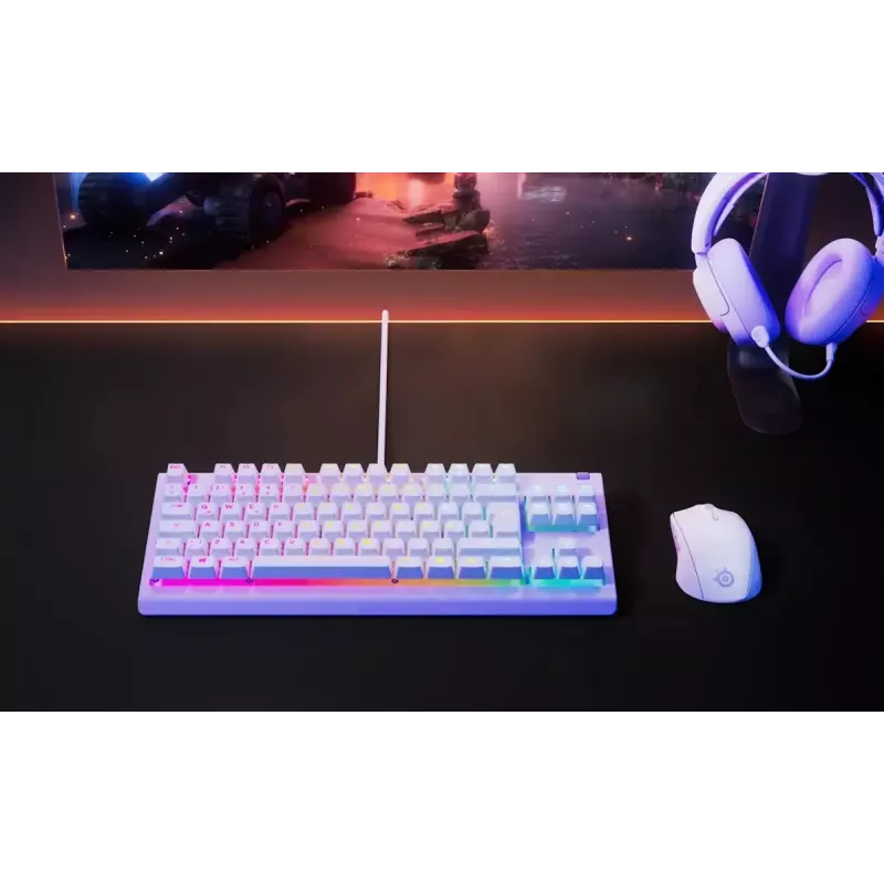 Mechaninio stiliaus TKL žaidimų klaviatūra STEELSERIES Apex 3 TKL US RGB foninis apšvietimas, be skaitmenų bloko, US išdėstymas