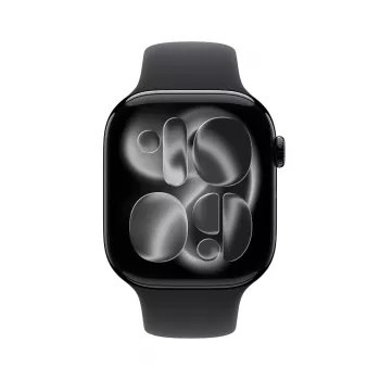 Apple Watch GPS + Cellular 46mm Juodas purškimu dengtas aliuminio korpusas, juodas sportinis dirželis S/M