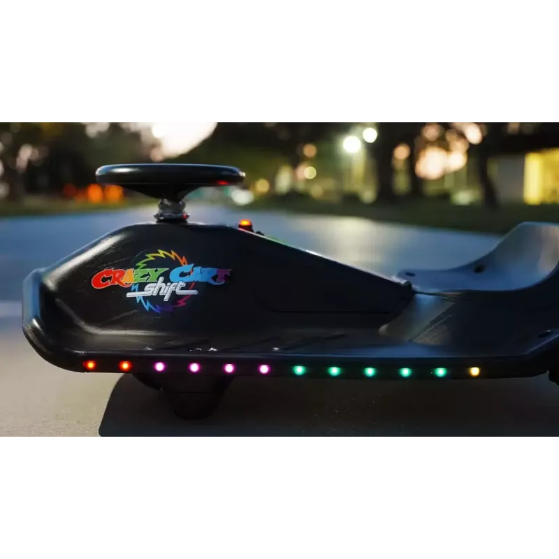 Elektrinis dreifo kartas Razor CRAZY CART Shift Lightshow — įkraunama ličio baterija, LED šviesos šou, 13 km/h, 40 min.