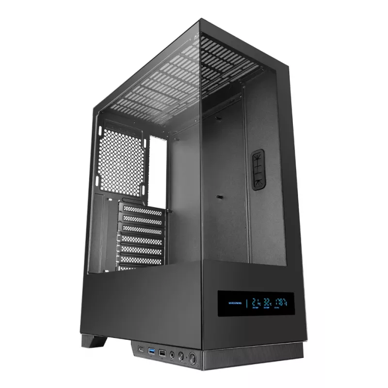 PC korpusas TACENS MARS MC-PULSAR LCD ATX Midi Tower, grūdintas stiklas, priekinis LCD, USB-C, palaiko GPU 33,2 cm