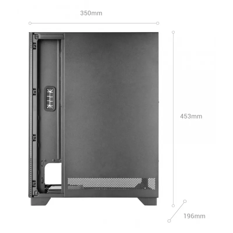 PC korpusas TACENS MARS MC-PULSAR LCD ATX Midi Tower, grūdintas stiklas, priekinis LCD, USB-C, palaiko GPU 33,2 cm