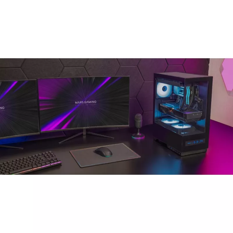 PC korpusas TACENS MARS MC-PULSAR LCD ATX Midi Tower, grūdintas stiklas, priekinis LCD, USB-C, palaiko GPU 33,2 cm