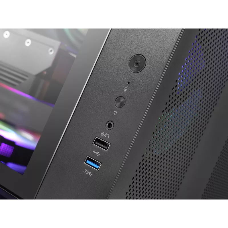 PC korpusas TACENS Mars Gaming MCV-ONE Midi Tower — juodas, ATX/Micro-ATX/Mini-ITX, grūdintas stiklas, palaiko 120 mm ventiliatorius