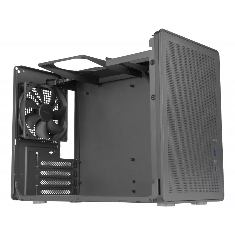 PC Mini Tower korpusas TACENS Mars Gaming MC-XPRO — Mini-ITX/Micro-ATX, SFX maitinimo blokų palaikymas, tinklelis, juodas, 120 mm ventiliatoriai