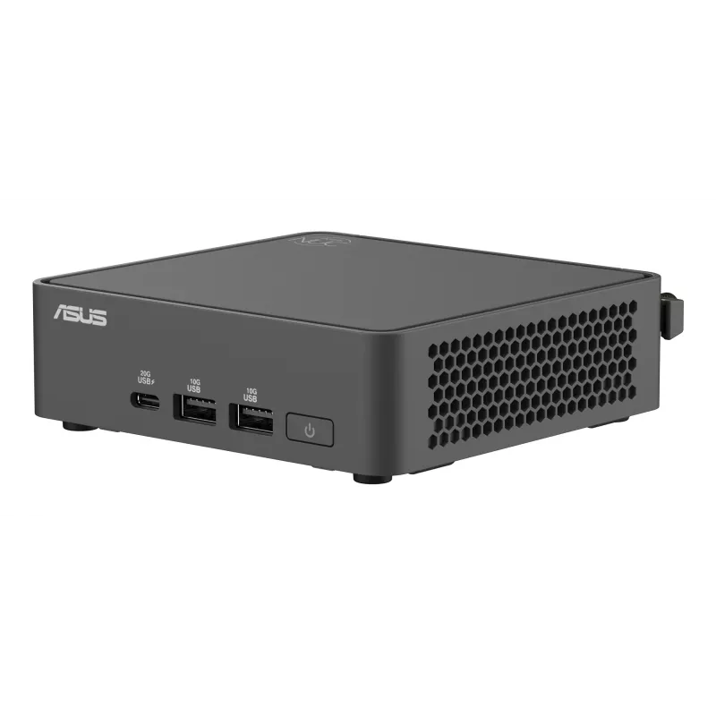 Mini PC barebone ASUS NUC 15 Pro Juoda — Intel Core Ultra 5, DDR5 iki 96 GB, M.2 SSD, Wi‑Fi 7, Bluetooth 5.4, 1x RJ‑45, 120W PSU