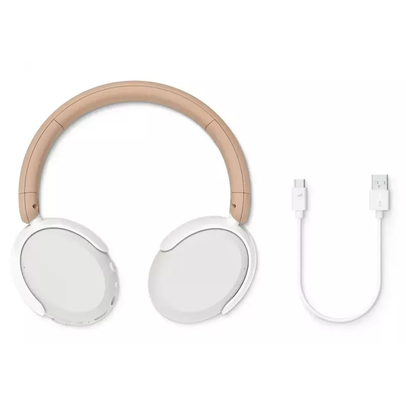Philips 5000 serijos TAK5500AL/00 ausinės/ausinės su mikrofonu Laidinės ir belaidės Aplink galvą Skambučiai/muzika Bluetooth Gintarinė, balta