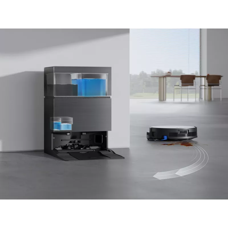Robotinis dulkių siurblys Ecovacs Deebot X11 Pro Omni — juodas, ličio jonų 6400 mAh, 206 min. veikimo laikas, 0,22 l dulkių talpykla, bazinė stotelė 2,5 l