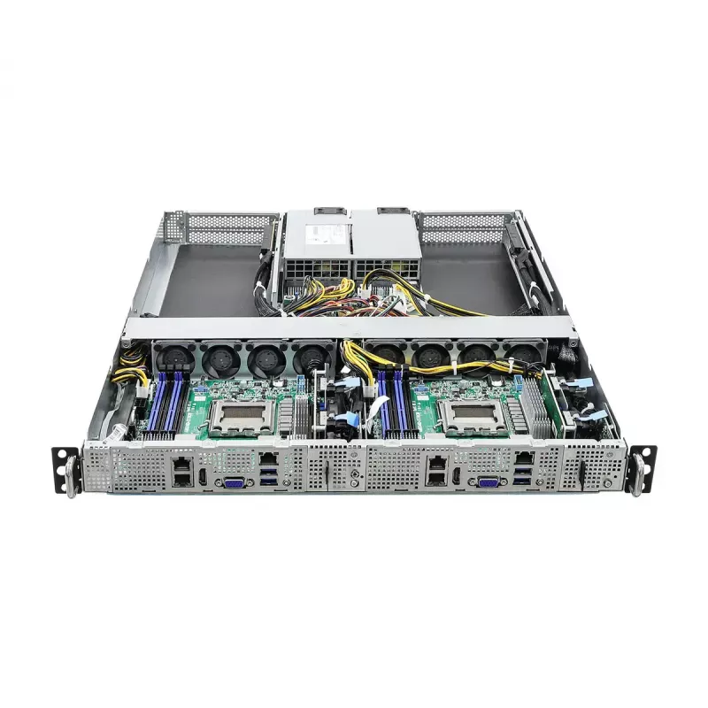 Server barebone ASRock 1U2N2G-AM5/2T — LGA 1718, DDR5 iki 48 GB, 10 Gb Ethernet, Aspeed AST2600, 1600 W maitinimo šaltinis