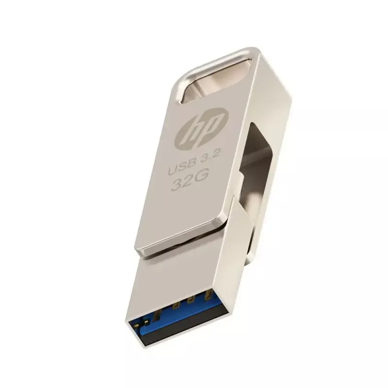 USB atmintinė HP x206C 32 GB, USB Type-A/Type-C, USB 3.2 Gen 1, pasukama, sidabrinė