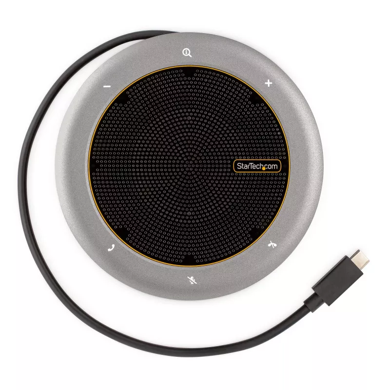 StarTech.com USB-C garsiakalbio dokinimo stotelė, mini nešiojama konferencijų garsiakalbis ir garso dokas, USB-C į VGA/4K HDMI, 2x USB-A šakotuvas, mikrofonas/garsiakalbis, Teams/Zoom/Softphone garsiakalbis