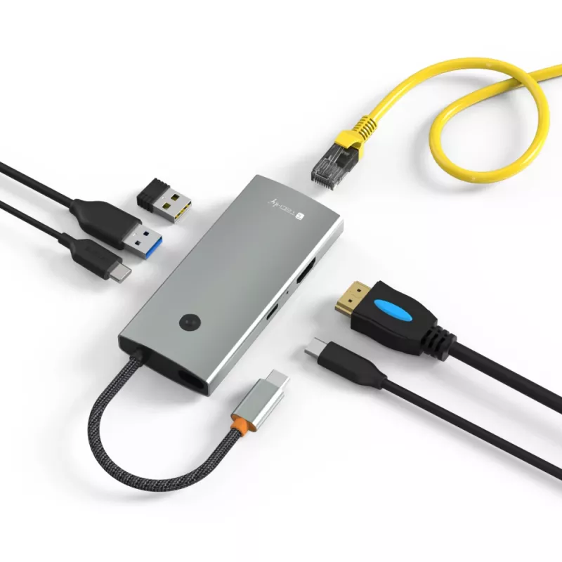 Techly IUSB32C-HUB6HPDI sąsajos koncentratorius USB 3.2 Gen 1 (3.1 Gen 1) Type-C 5000 Mbit/s aliuminis