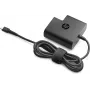 AC USB-C kelioninis maitinimo adapteris 65W — HP — kompaktiškas 100–240V patalpų įkroviklis, juodas, 74×74×28,5 mm