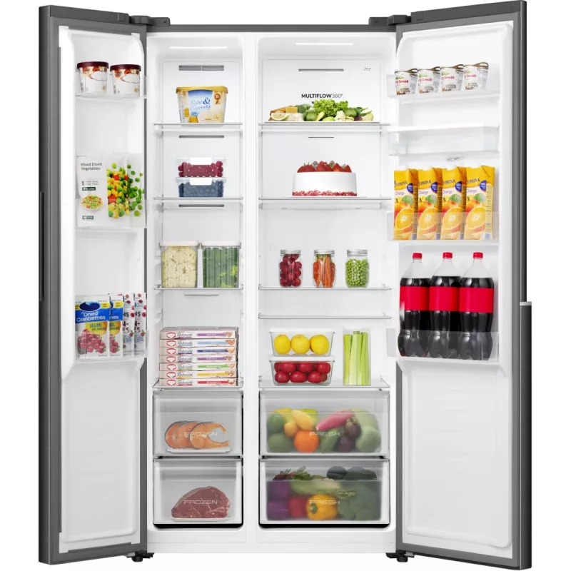 Gorenje Side by Side šaldytuvas NRS917E41BXWD, atskirai stovintis, amerikietiškos durys, juodas, 2 durys, jutiklinis, LED
