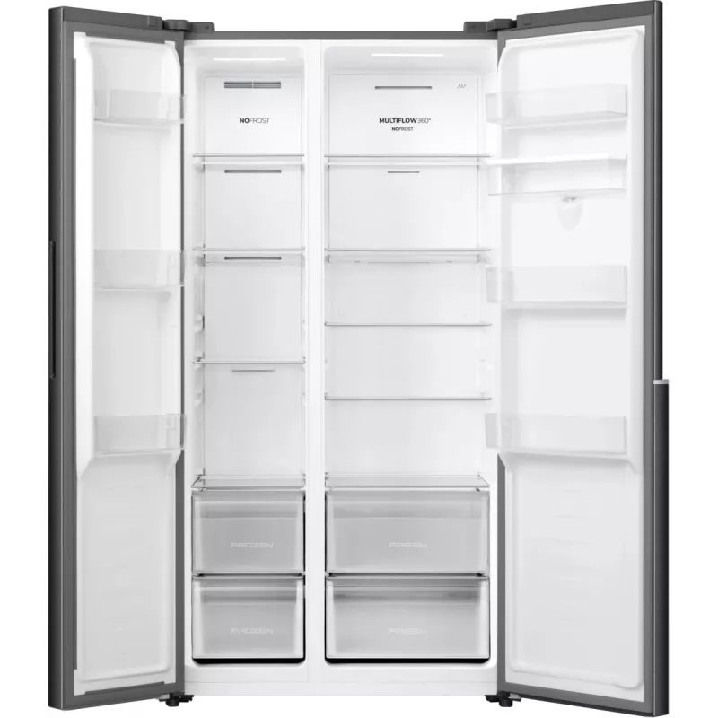 Gorenje Side by Side šaldytuvas NRS917E41BXWD, atskirai stovintis, amerikietiškos durys, juodas, 2 durys, jutiklinis, LED