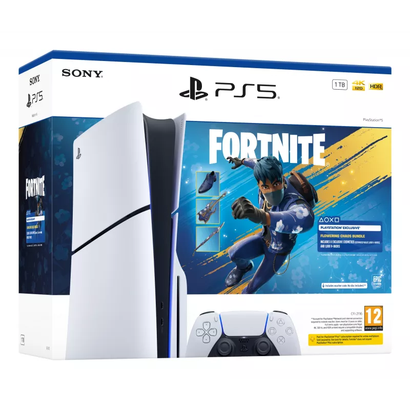 Sony PlayStation 5 - Fortnite Flowering Chaos Bundle 1 TB Wi-Fi Juoda, Balta