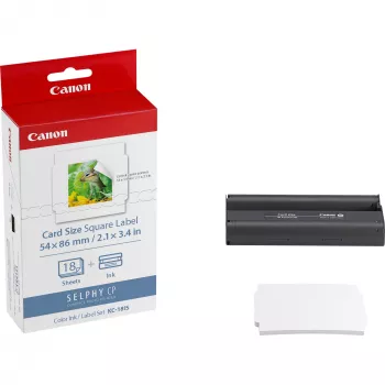 Canon KC-18IS spalvoto rašalo ir 54 x 86 mm lipdukų popieriaus rinkinys, 18 lapų