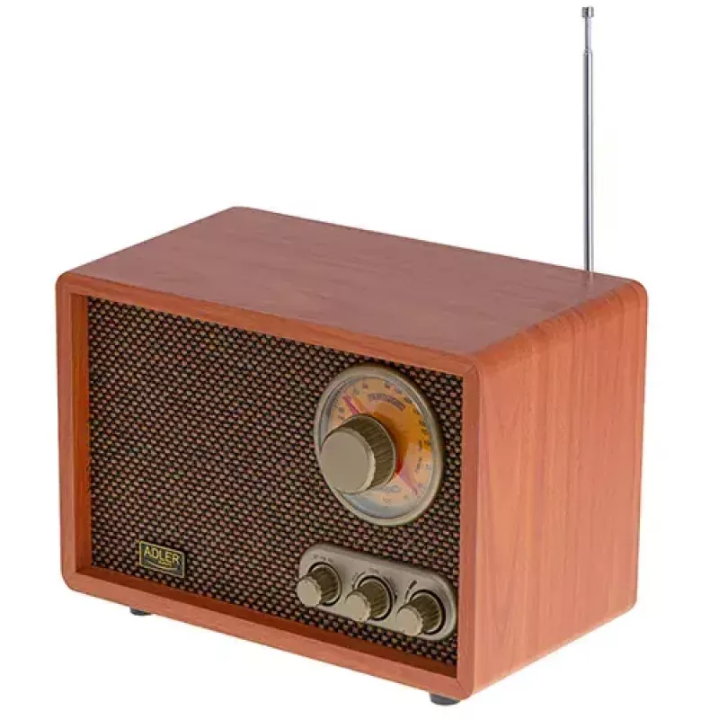 Nešiojamas radijo imtuvas Adler AD 1171 – AM/FM, 10 W RMS, Bluetooth, išorinė antena, bronzinis, 290×200×172 mm