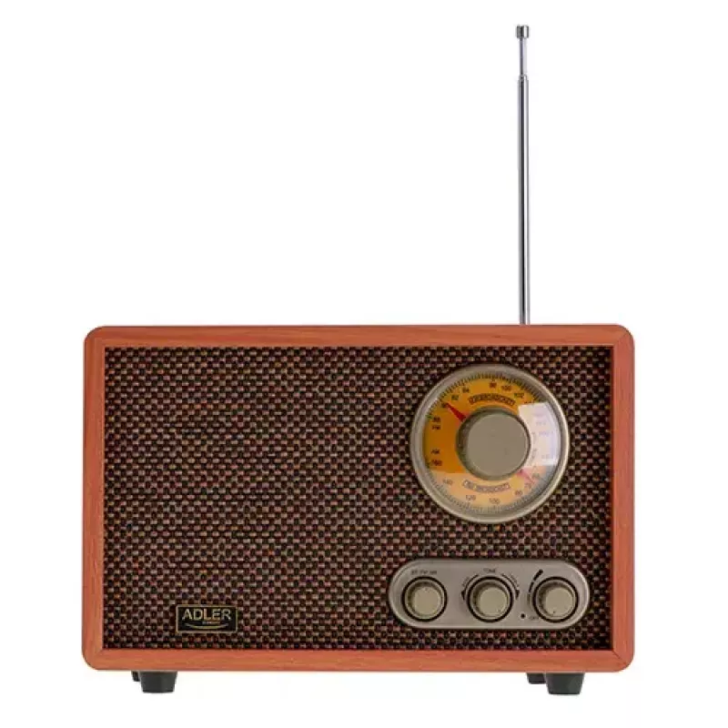 Nešiojamas radijo imtuvas Adler AD 1171 – AM/FM, 10 W RMS, Bluetooth, išorinė antena, bronzinis, 290×200×172 mm