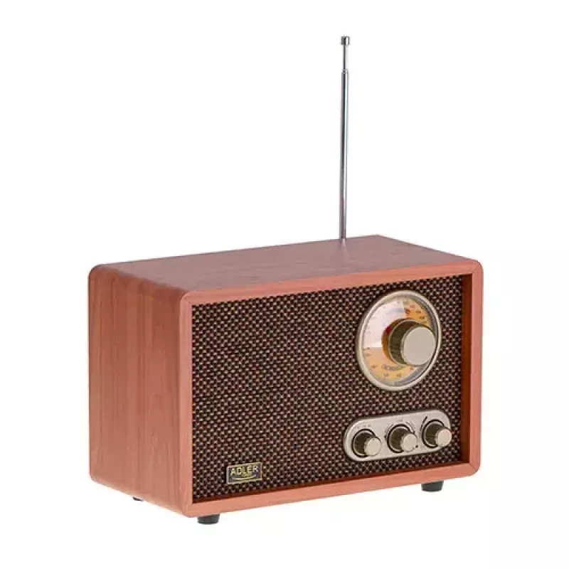 Nešiojamas radijo imtuvas Adler AD 1171 – AM/FM, 10 W RMS, Bluetooth, išorinė antena, bronzinis, 290×200×172 mm