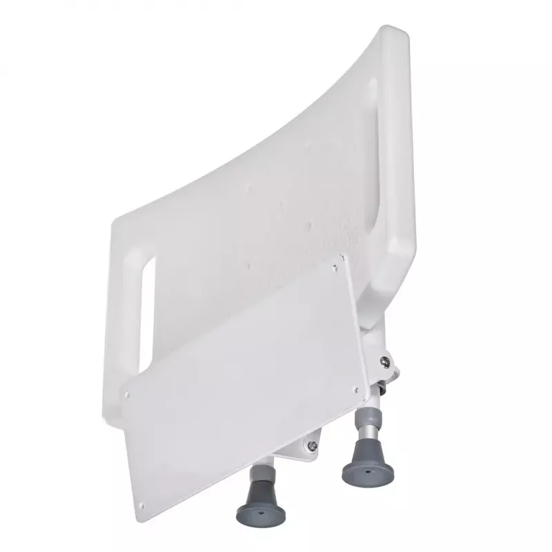 Prie sienos tvirtinama sulankstoma dušo kėdė ActionMed KP600AM — balta, ergonomiška sėdynė, reguliuojamos neslidžios kojelės, 3 kg