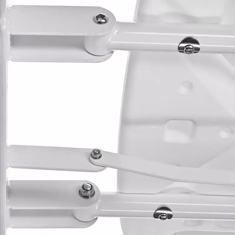 Prie sienos tvirtinama sulankstoma dušo kėdė ActionMed KP600AM — balta, ergonomiška sėdynė, reguliuojamos neslidžios kojelės, 3 kg