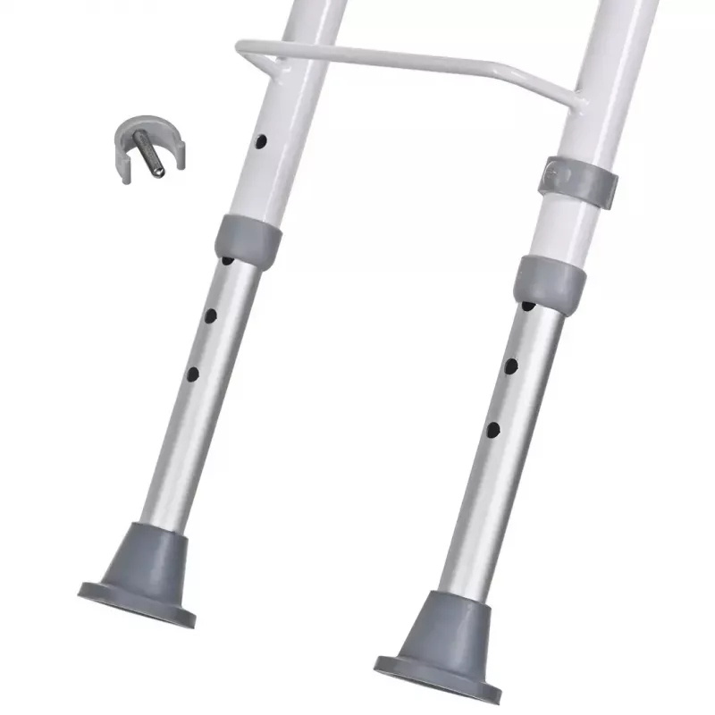 Prie sienos tvirtinama sulankstoma dušo kėdė ActionMed KP600AM — balta, ergonomiška sėdynė, reguliuojamos neslidžios kojelės, 3 kg