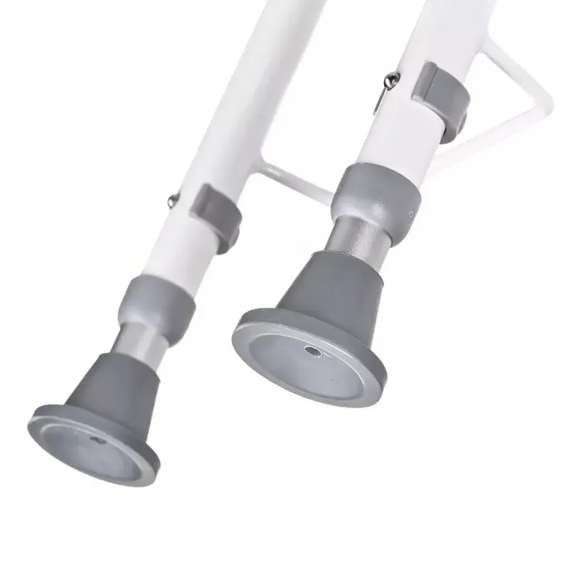 Prie sienos tvirtinama sulankstoma dušo kėdė ActionMed KP600AM — balta, ergonomiška sėdynė, reguliuojamos neslidžios kojelės, 3 kg