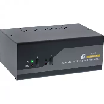 KVM darbalaukio komutatorius InLine 62652I 2 prievadų dviejų monitorių HDMI 4K USB 3.0 Audio