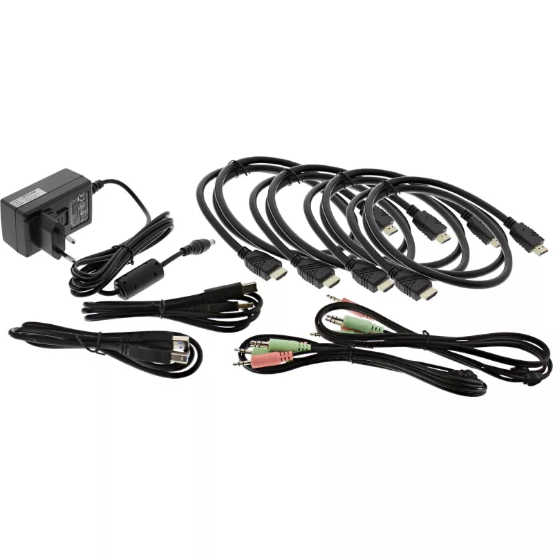 KVM darbalaukio komutatorius InLine 62652I 2 prievadų dviejų monitorių HDMI 4K USB 3.0 Audio
