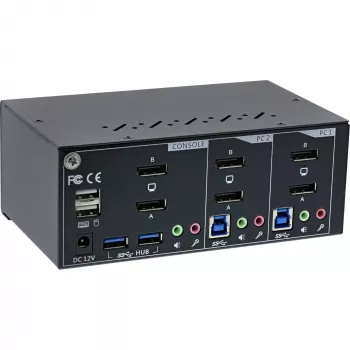 InLine KVM Desktop Switch, 2-port, Dual Monitor DP 1.2, 4K, USB 3.0, Audio