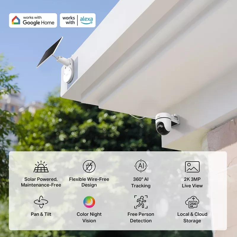 TP-Link Tapo saulės energija maitinamas pasukamas / pakreipiamas apsaugos kameros rinkinys