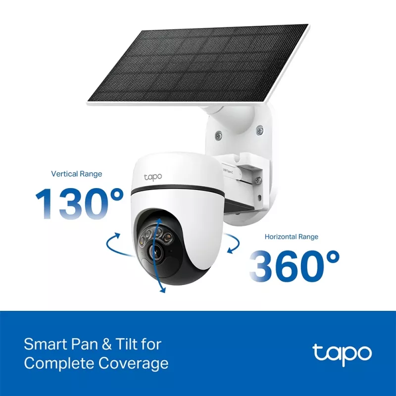 TP-Link Tapo saulės energija maitinamas pasukamas / pakreipiamas apsaugos kameros rinkinys