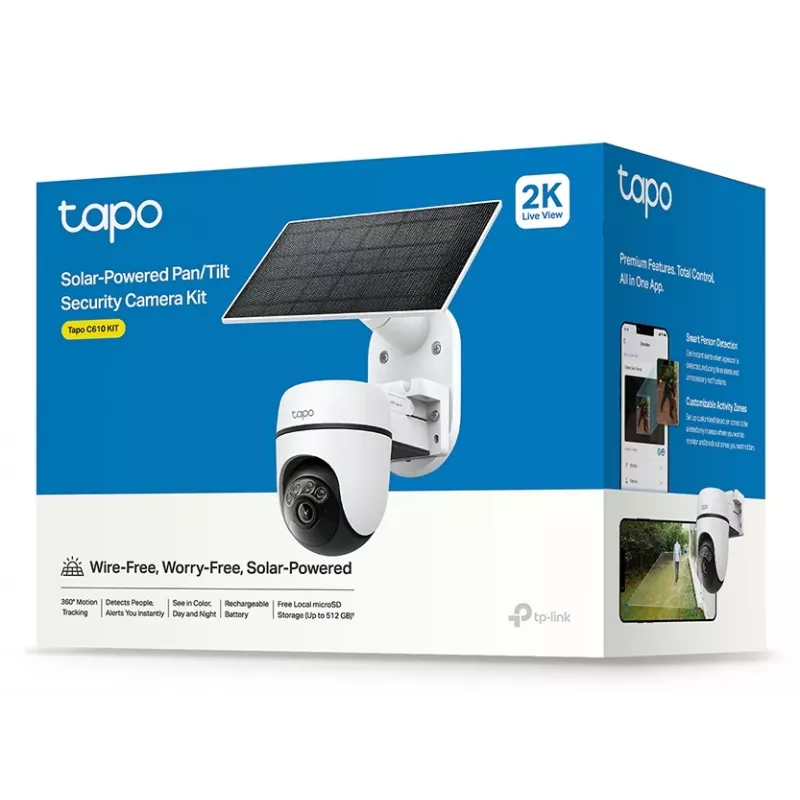 TP-Link Tapo saulės energija maitinamas pasukamas / pakreipiamas apsaugos kameros rinkinys