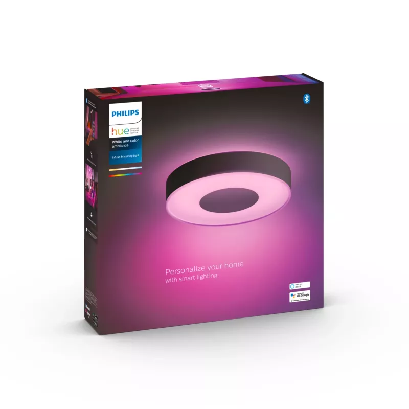 Išmanusis lubinis šviestuvas „Philips Hue Infuse“ juodas, Bluetooth, LED, Ø 381 mm, H 86 mm