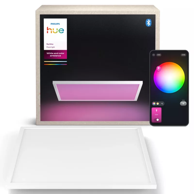 Kvadratinis LED skydas Philips Surimu Square Panel, Bluetooth, baltas, aliuminio korpusas, 220–240 V