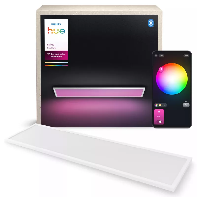 Philips Surimu stačiakampis skydinis išmanusis lubinis šviestuvas, Bluetooth/Zigbee, 1200×300×48 mm, 220–240 V, baltas