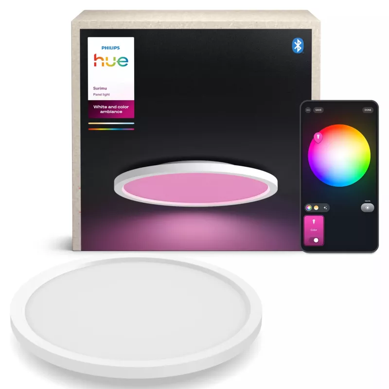 Philips Surimu Round Panel, išmanusis lubinis šviestuvas, Bluetooth/Zigbee, balta, aliuminis, įvairi, 2000 K