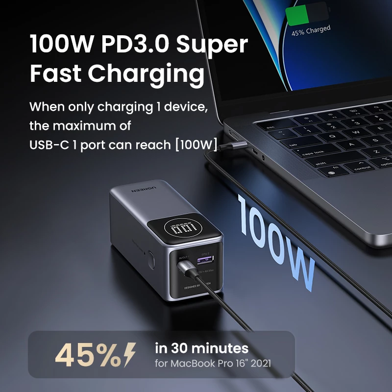Nešiojama išorinė baterija Ugreen 12000mAh 100W greitasis įkrovimas