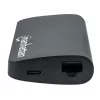 Manhattan USB-C dokas / šakotuvas su kortelių skaitytuvu, prievadai (x5): Ethernet, USB-A (3) ir USB-C, 5 Gbps (USB 3.2 Gen1, dar žinomas kaip USB 3.0), su maitinimo tiekimu (100 W) į USB-C prievadą (pastaba: reikalingas papildomas USB-C sieninis įkroviklis ir USB-C kabelis), universalus visiems įrenginiams, aliuminis