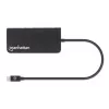 Manhattan USB-C dokas / šakotuvas su kortelių skaitytuvu, prievadai (x5): Ethernet, USB-A (3) ir USB-C, 5 Gbps (USB 3.2 Gen1, dar žinomas kaip USB 3.0), su maitinimo tiekimu (100 W) į USB-C prievadą (pastaba: reikalingas papildomas USB-C sieninis įkroviklis ir USB-C kabelis), universalus visiems įrenginiams, aliuminis