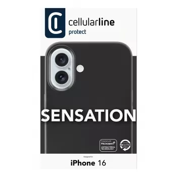 Cellularline Sensation - iPhone 16 minkšto lietimo silikono dėklas, Dangtelis, Apple, iPhone 16, 15,5 cm (6,1 colio), Juoda